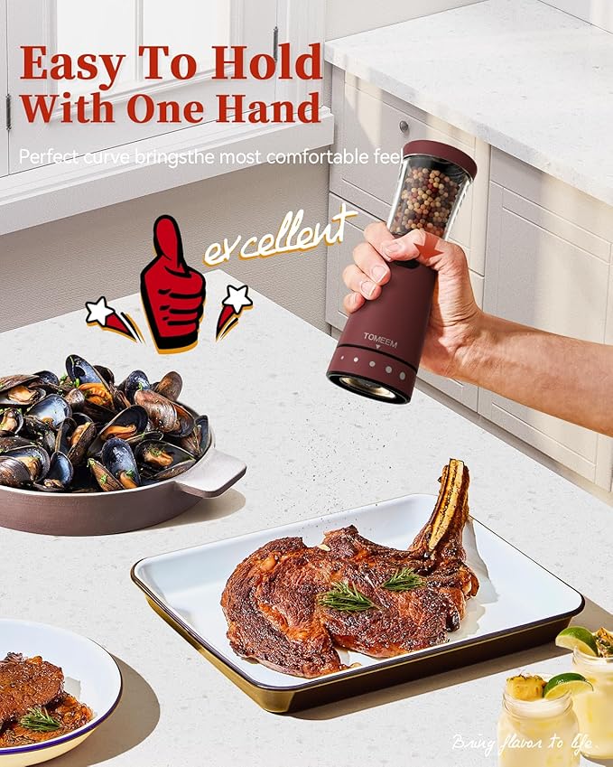 Electric Salt and Pepper Grinder Set with Storage Base, Stainless Steel Rechargeable Salt and Pepper Grinder Set with 4.5 oz Large Capacity, 1.8" Wide Mouth, Adjustable Coarseness, Ideal for Kitchen - Image 3