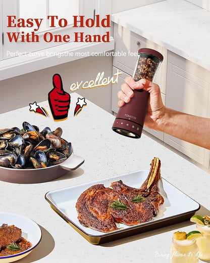 Electric Salt and Pepper Grinder Set with Storage Base, Stainless Steel Rechargeable Salt and Pepper Grinder Set with 4.5 oz Large Capacity, 1.8" Wide Mouth, Adjustable Coarseness, Ideal for Kitchen - Image 3