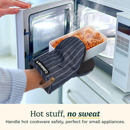 Cuisinart Heritage Mini Oven Mitts – 5.5” x 7” Heat-Resistant Kitchen Mitts for Oven with Non-Slip Neoprene Palm, Cotton Filling, and Faux Leather Loop – Durable Oven Mitt Set for Cooking & Baking - Image 2