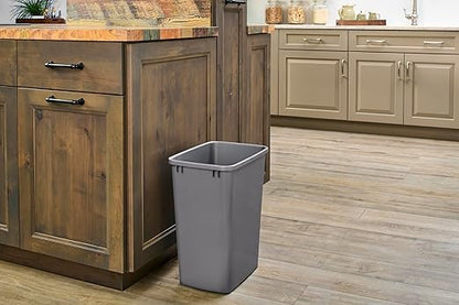Rev-A-Shelf Polymer Replacement 35 Quart Trash Bin Recycle Waste Garbage Container for Kitchen Cabinet Pullouts, Silver, 2 Pack, RV-35-17-2