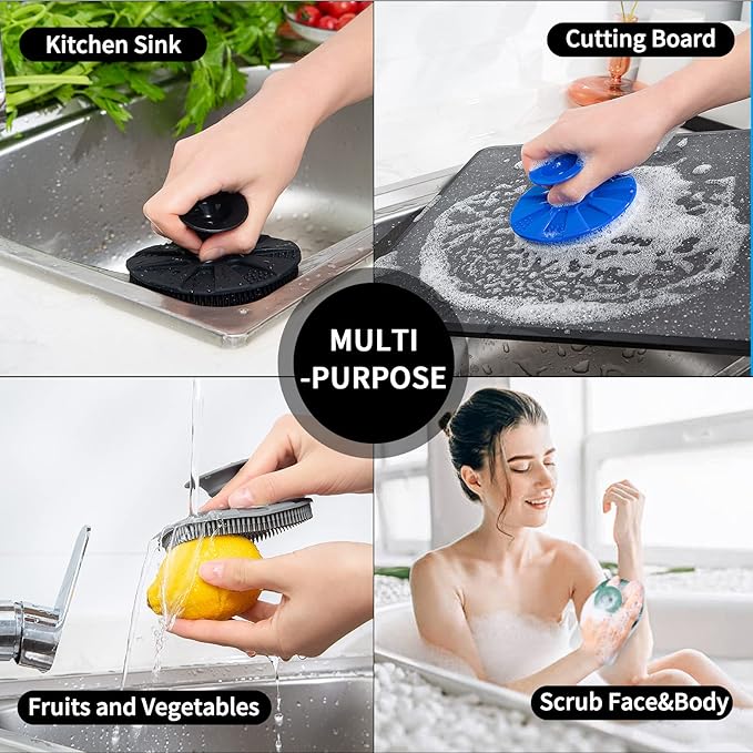 Silicone Sponge, BEAUTAIL Non-Scratch Scrub Sponges for Washing Dishes, Kitchen Fruit Vegetable Cleaning Brush, Long Lasting and Reusable Dishwashing Scrubber, Suction Up Hang Designed, 1 Pack, Black - Image 6