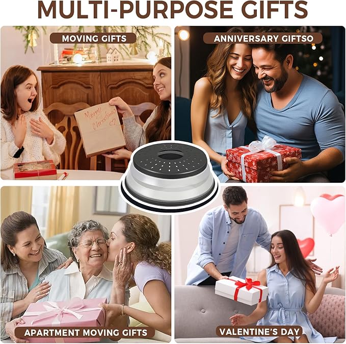 12 Inchs Microwave Splatter Cover & Silicone Mat, Large Vented Collapsible Guard dish Plate lid & Round Kitchen mat for food