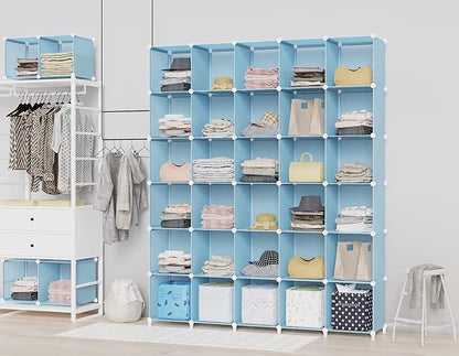 HOMIDEC Closet Organizers and Storage, 9 Cube Storage Organizer, Portable Closet Organizer Storage Cubes Shelves, Blue - Image 4