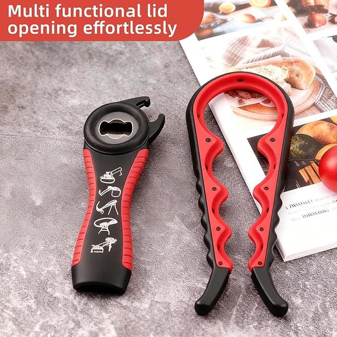 Bottle Opener for Arthritic Hand,Jar Opener for Old People, Children, Women, Those with Weak Hands,Multifunctional Kitchen Gadgets (B-red) - Image 7