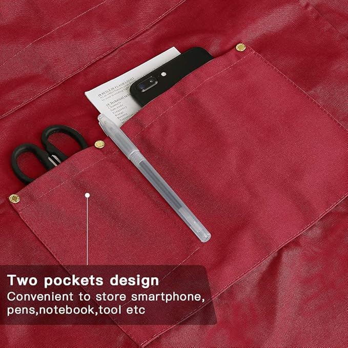 Mignongirl Crossback Apron with Pockets x2,Split Apron with Adjustable Straps,M-XXL - Image 2