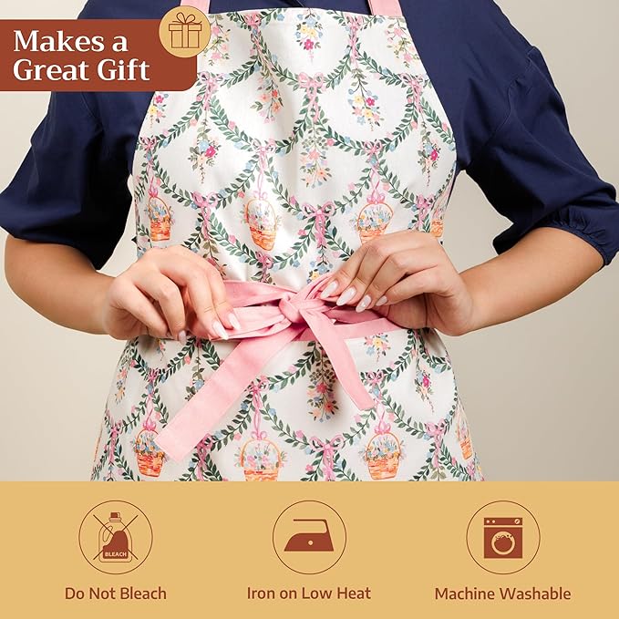 Maison d' Hermine 100% Cotton Apron for women with Pocket Kitchen Chef Apron for Men Cooking Mothers Day Gifts