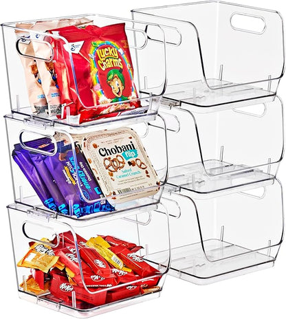 Sorbus Stackable Storage Bins Open Front, Clear Stackable Storage Bins, Pantry Bins for Storage and Organization, Acrylic Stackable Bins for Kitchen, Clear Pantry Organizer Bins (Small Square 6 Pack) - Image 8