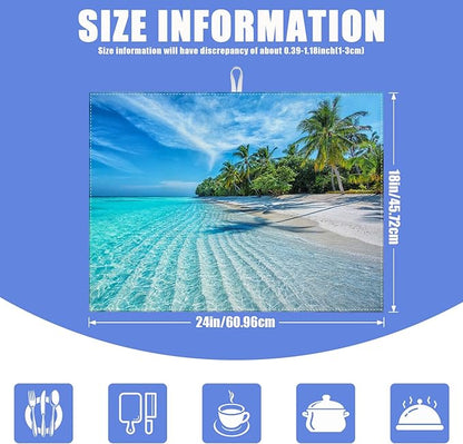 Beach Palm Tree Dish Drying Mat for Kitchen Counter Drying Pad Absorbent Reversible Dish Drainer Rack Mats Draining Pad 18"x24"Inch - Image 2