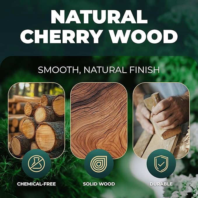 MFC 5-Piece Wooden Cooking Spoons - Kitchen Set from Natural Cherry Wood - Wooden Spoons for Cooking - Funny Utensil Set with Smiley Faces - Cooking Multipurpose Wood Utensils - Image 7