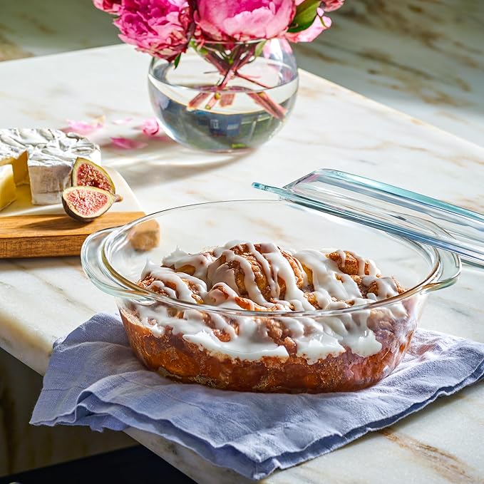 Le'raze 6-Piece Glass Tureen Dishes for Oven - Durable Borosilicate Glass Bakeware Set with Lids, Microwave Safe, Versatile Round Covered Baking Dishes. Clear Lead-Free Casserole Cookware. - Image 3