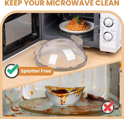 Microwave Splatter Cover for Food, Upgraded Microwave Cover with Water Steamer, Integrated Handle, Plate Covers, Splatter Guard, Cookware Lid, House Essentials for Gift, 10 Inch - Image 2