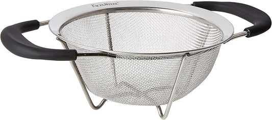 ExcelSteel Professional Quality Heavy Gauge Mesh Colander With Santopreme Handles, 6-1/2-Inch