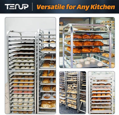 TenUp 20-Tier NSF Aluminum Sheet Pan Rack, Commercial Bakery Cooling & Storage Cart with Wheels, Heavy-Duty Bun Rack – 26" L x 20" W x 69" H - Image 7