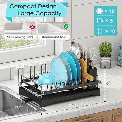 ANTOPY Dish Drying Rack in Sink, Expandable Rustproof Dish Rack for Kitchen Counter, Over The Sink Dish Drainer with Utensil Holder, Cup Rack, Drainboard, Space Saving Dish Dryer Rack for Inside Sink - Image 3