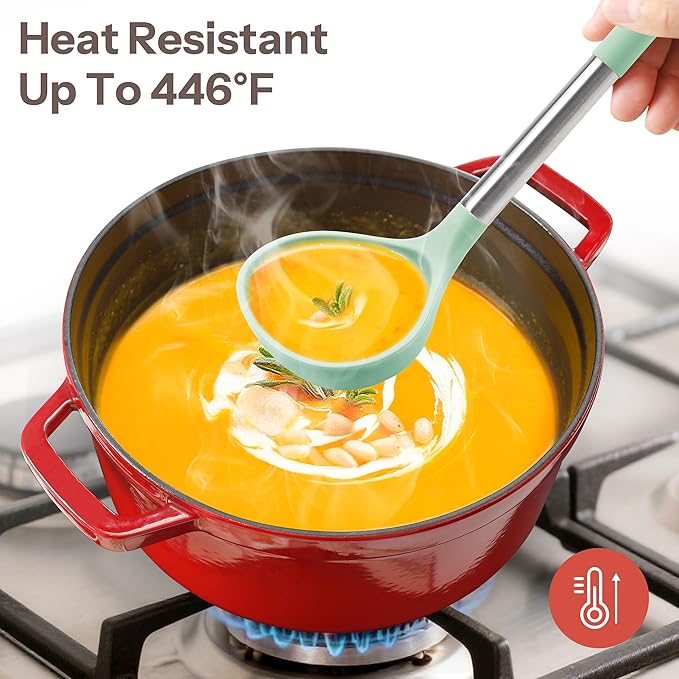 NCUE Silicone Cooking Utensils Set, 28 Pcs Kitchen Utensils Set 446°F Heat Resistant Spatula Set, Food Grade Silicone and Stainless Steel Handle Kitchen Gadgets for Nonstick Cookware BPA Free - Image 4