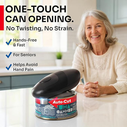 MUELLER HOME SmoothEdge Auto Electric Can Opener – Battery‑Operated One‑Touch w Magnet Lid Lifter – Portable Hands‑Free Automatic Can Openers for Seniors & Arthritis, Smooth‑Edge Cut Technology, Black - Image 2