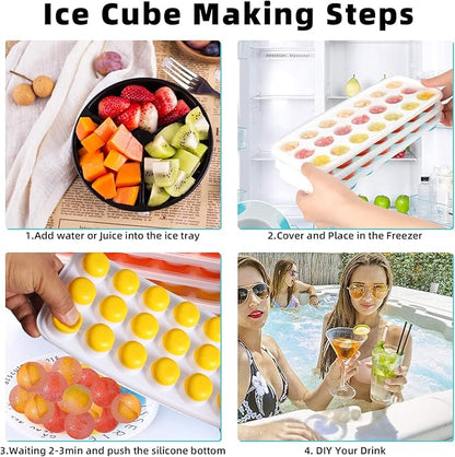 Ice Cube Trays with Lids BPA Free, 4Pack Easy Release Silicone Ice Cube Trays for Freezer 84 Sphere Ice Tray with Stackable No Spill Covers, Dishwasher Safe,Orange&Yellow - Image 5