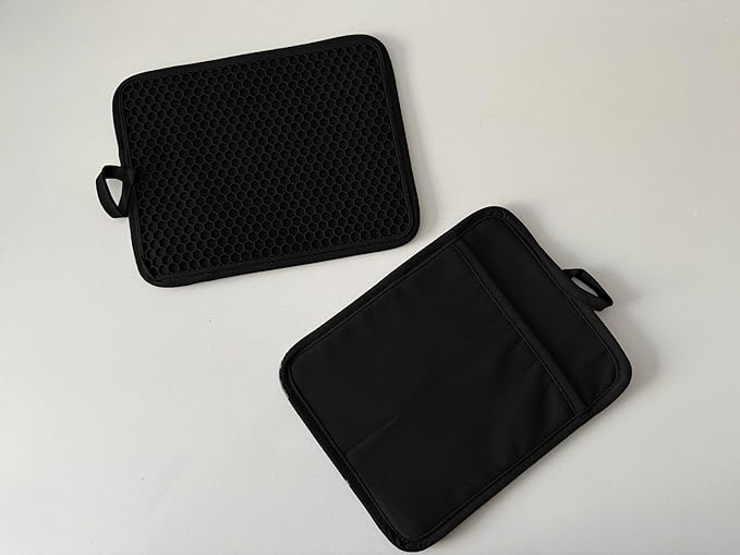 Oven Pot Holder with Pocket Cotton Heat Resistant Coaster Potholder Kitchen Hot Pad Oven Mitts for Cooking and Baking Square 7"x9" (Black, Silicone) - Image 4