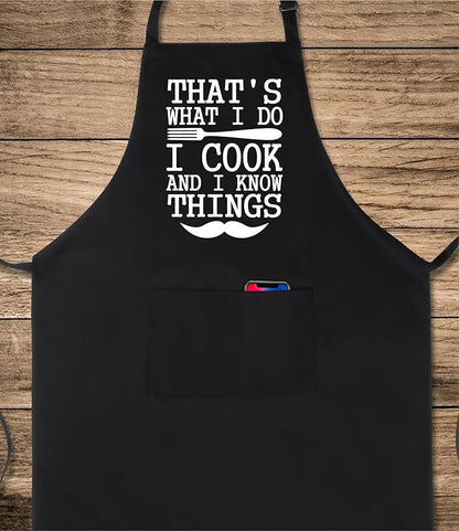 Xornis 100% Cotton Funny Apron for Men Women Adjustable Bib Aprons with 2 Pockets Grill Kitchen Cooking BBQ One Size Fits All