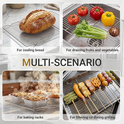 Lounsweer 6 Pcs Cooling Racks, 24L x 16W x 1H Stainless Steel Wire Rack for Baking Sheet, Large Cookie Cooling Rack, Oven Safe Cooking Racks for Sheet Pan, Dishwasher Safe, Full Size