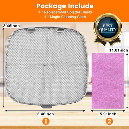 Stainless Steel Splatter Shield for Ninja Foodi AG301, Air Fryer Replacement Parts Accessories Fine Mesh Splatter Screen for Ninja Foodi 5 in1 Indoor Grill Air Fryer AG300,AG300C,AG301C,AG302,AG400