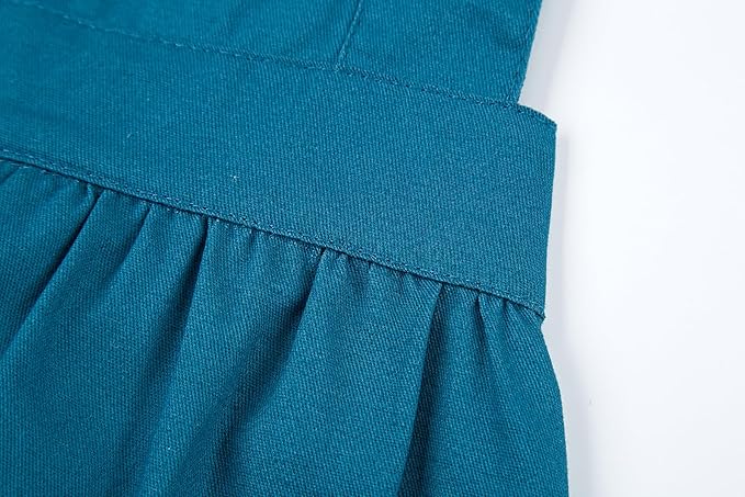 Hyzrz Retro Adjustable Ruffle Aprons with Pockets for Women Girls Vintage Cross Back Pinafore Dress Maid Costume Apron
