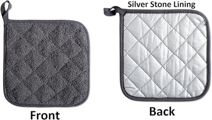 DII Basic Terry Collection Quilted 100% Cotton, Potholder, Mineral Gray, 3 Piece - Image 3