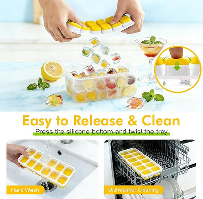 NFK Ice Cube Tray with Lid & Bin - 4 Pack 48 Cubes Stackable Silicone Trays for Freezer with Storage Container, Leak-Proof Lids, BPA-Free, Easy Release for Kitchen, RV, Party, Cocktail & Coffee - Image 5