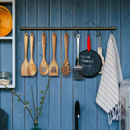 KITEISCAT Acacia Wooden Spoons for Cooking: 5-Piece Kitchen & Cooking Utensils Set - Wooden Spatula, Slotted & Pasta Spoon - Essential Wooden Utensil Set - Image 7