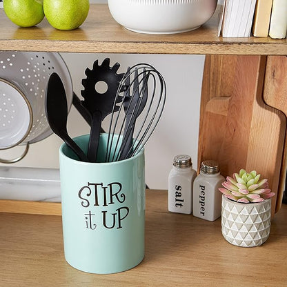 DII Kitchen Accessories Retro Collection, Ceramics, Utensil Holder, Aqua - Image 4