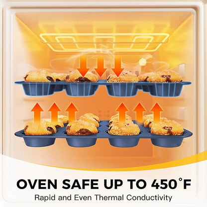 HONGBAKE Bakeware Sets, Baking Pans Set, Nonstick Oven Pan for Kitchen with Wider Grips, 10-Piece Including Rack, Cookie Sheet, Cake Pans, Loaf Pan, Muffin Pan, Pizza Pan - Blue - Image 6