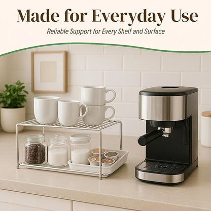 Evelots Kitchen Cabinet Wire Shelf Organizer/Rack - 4 Pack Sturdy Large Metal Shelf Risers - Double Your Counter Space - Great for Kitchen, Freezer, Pantry and Bathroom - Rustproof - Chrome - Image 3