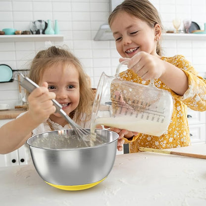 KITEISCAT Stainless Steel Mixing Bowls with Lids – Set of 5 Large Nesting Metal Bowls for Kitchen, Baking, Cooking, Food Prep & Storage, Non-Slip Base, Dishwasher Safe,Yellow - Image 8