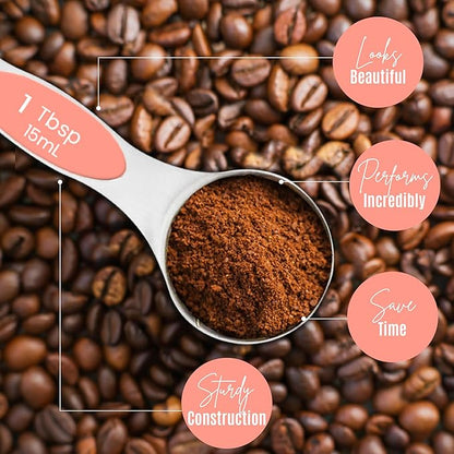 Magnetic Measuring Spoons Set of 9 Stainless Steel Dual-Sided Stackable Measuring Spoon Nesting Teaspoons Measuring Dry and Liquid Ingredients, Fits in Spice Jars Set of 9 (Peach) - Image 4