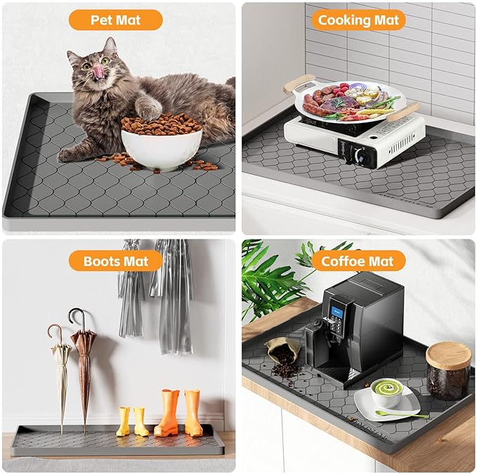 Winisok Silicone Under Sink Mat 28" x 19", kitchen Essentials and Gadgets, Shelf liner and Cabinet Protector, Home Organizers and Storage, Waterproof Bathroom Tray - Image 5