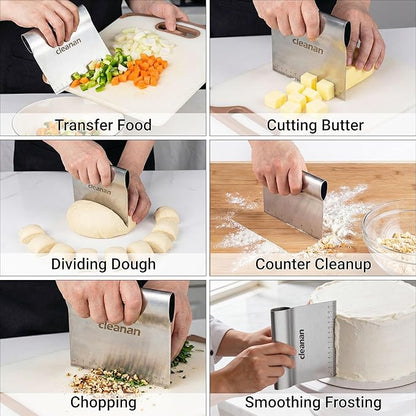 Bench Scraper Kitchen & Dough Scraper Tool - Stainless Steel Multi-Purpose Scraper & Chopper with Laser-Etched Metric Scale - Heavy Duty Pastry Cutter & Griddle Tool for Bread, Pizza & Baking - Image 6