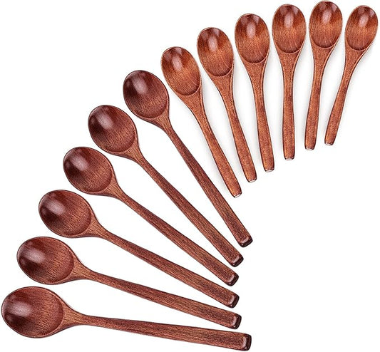 Wooden Spoons Set - 12pcs (6pcs 9in & 6pcs 6in), for Eating, Mixing, Stirring, Coffee, Tea, Jam, Bath Salts by YOLO+CGC