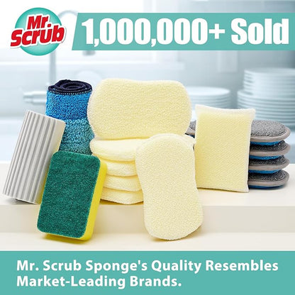 Mr. Scrub Sponges Kitchen Scrub Dish Sponge Scouring Pad, 24 Pack Cleaning Brush Scrubber Supplies for Soap, Dishwashing Dinnerware Sets Pan Pot Glass Dishwasher Sink Bathroom Towels Cloth Rags Holder