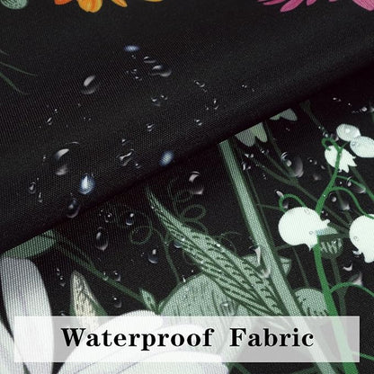 ASPMIZ Floral Apron for Adults, Waterproof Women Apron with 2 Pockets, Flower Cooking Aprons with Adjustable Neck Strap, Kitchen Apron for Washing Dishes, Gifts BBQ Grill 27.5 x 31.5 Inches, Black