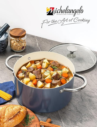 MICHELANGELO 6 QT Ceramic Stock Pot with Lid, Nonstick Stockpot with Glass Lid, Induction Cooking Pot for Soups, Stews, Oven Safe - 6QT, Purple - Image 7