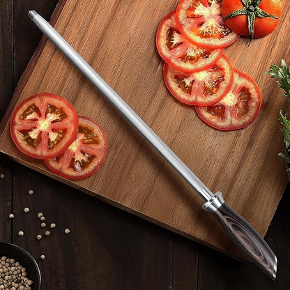 HOSHANHO Honing Rod,12 Inch Professional Kitchen Knife Sharpener Rod, Japanese High Carbon Knife Sharpening Steel with Ergonomic Pakkawood Handle, Ideal for All Chef Knives - Image 6