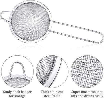 Patelai 3 Pieces Tea Strainers Cocktail Strainer Stainless Steel Fine Mesh Strainer Colander Conical Food Loose Tea Filter Practical Bar Colander Tool