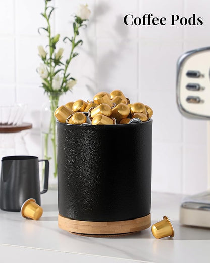 LoeJan 360° Rotating Ceramic Utensil Holder for Kitchen Countertop – Cooking Utensil Crock Organizer with Non-Slip Cork Base for Farmhouse Kitchen Decor, Textured Black - Image 7