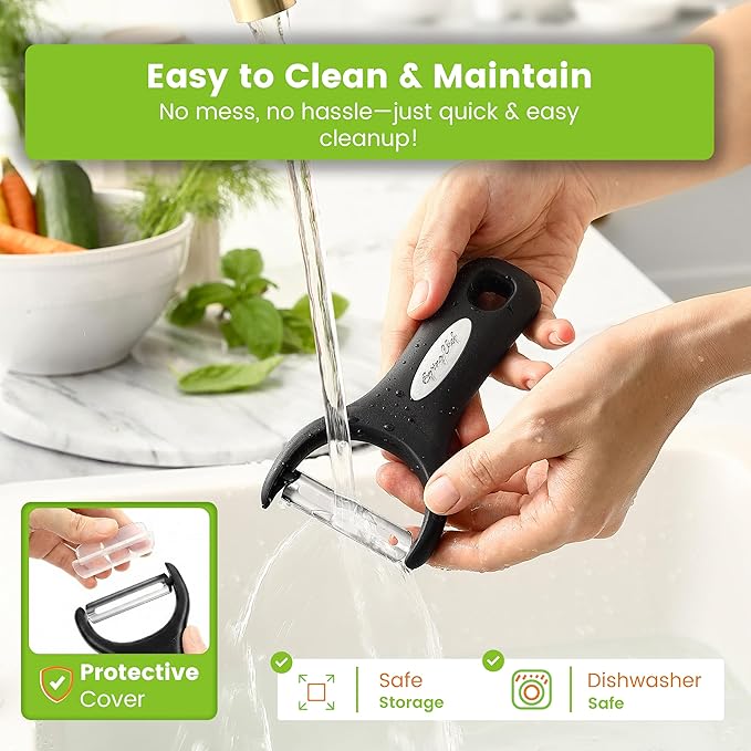 Spring Chef Stainless Steel Y Shaped Vegetable Peeler for Kitchen - Heavy Duty Potato Peeler with Ultra Sharp Blades & Soft Grip Handle for Apple, Carrot, Cucumber, Veggie, Fruit, Citrus - Black - Image 7