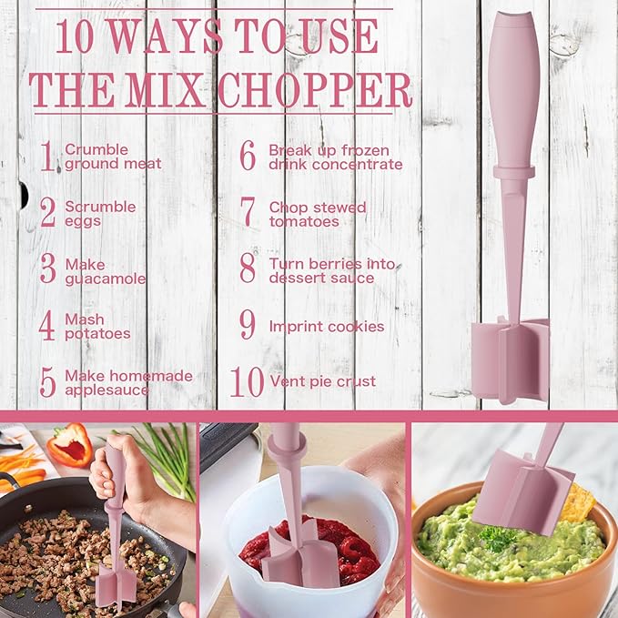 2 Pack Meat Chopper, 5 Curve Blades Ground Beef Masher, Heat Resistant Meat Masher Tool for Hamburger Meat, Ground Beef, Turkey and More - Image 3