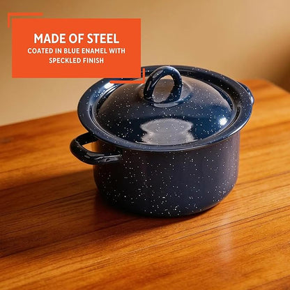 IMUSA USA C20666-1062810W Speckled Enamel Stock Pot with Lid, 4 Quart, Blue - Image 3