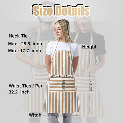 TOSHEX Kitchen Apron Waterdrop Resistant Cotton Apron with adjustable Aprons for Women with Pockets Cooking Apron Chef Apron for Men (1, Brown)