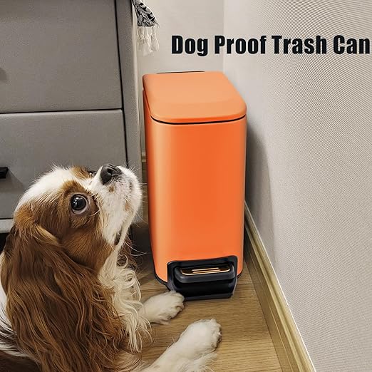 Cesun Small Bathroom Trash Can with Lid Soft Close, Step Pedal, 6 Liter / 1.6 Gallon Stainless Steel Garbage Can with Removable Inner Bucket, Anti-Fingerprint Finish (Matt Orange) - Image 7