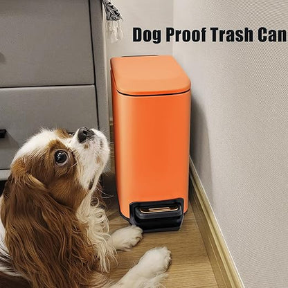 Cesun Small Bathroom Trash Can with Lid Soft Close, Step Pedal, 6 Liter / 1.6 Gallon Stainless Steel Garbage Can with Removable Inner Bucket, Anti-Fingerprint Finish (Matt Orange) - Image 7