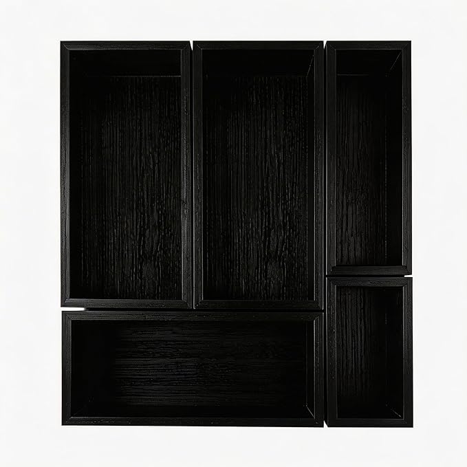 bamboo drawer organizer Set,expandable drawer dividers,wooden storage organizers,drawer organizers for kitchen, bathroom,flatware,Tea Bag Organizer (1 X 5PCS Black) by Teicui